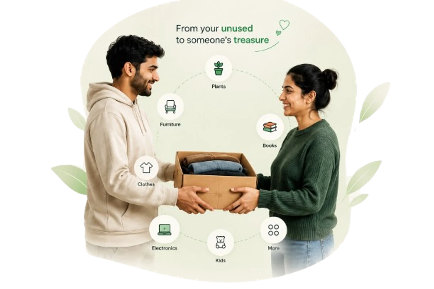 From your unused to someone's treasure — neighbours exchanging a box on Trezow